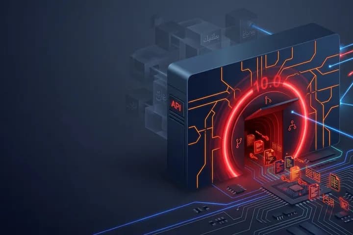خادم Git ذاتي الإدارة مع خطوط مستودعات برتقالية وملفات إعدادات تتسرب عبر نفق أحمر يرمز إلى ثغرة Path Traversal حرجة بدرجة 10.0